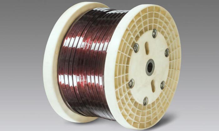 Aromatic polyimide enamelled rectangular copper wire, class 240