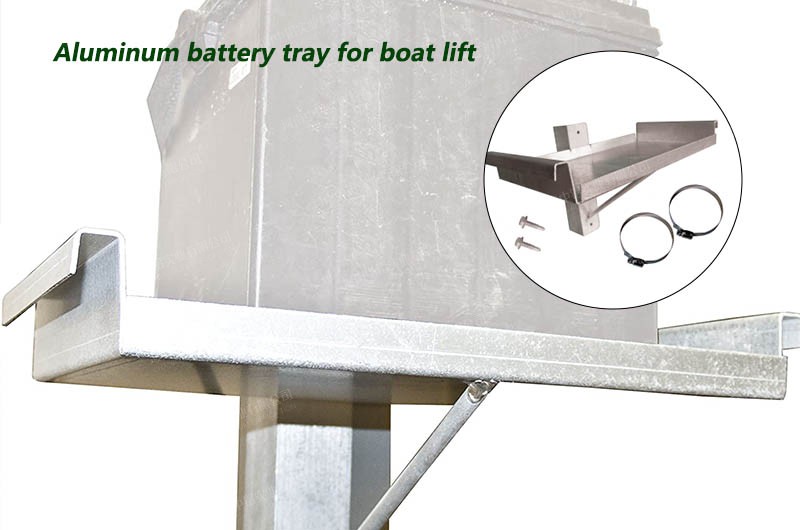 Aluminum battery tray for boat lift